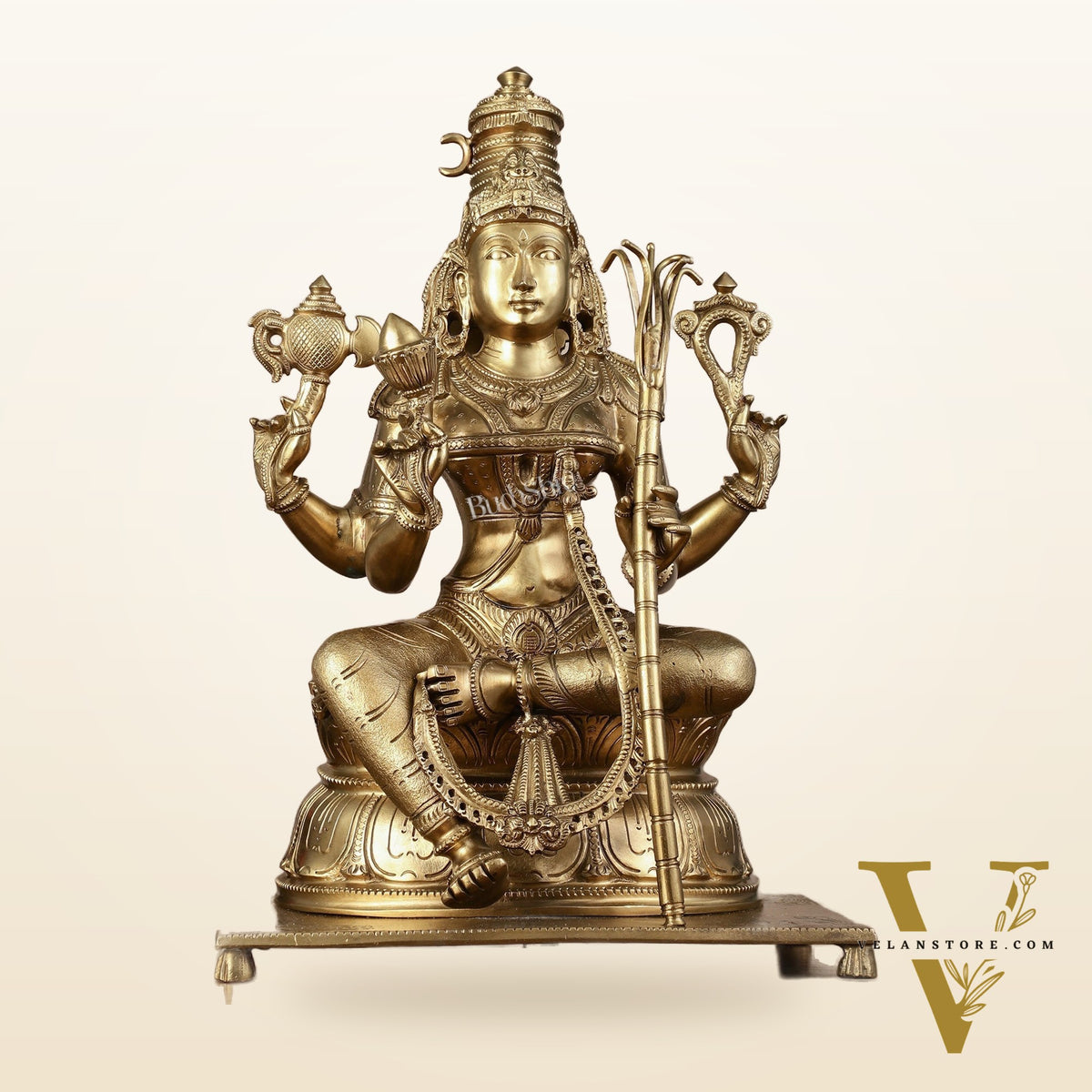 Pure Bronze Panchaloha Rajrajeshwari Lalitha Devi Statue - 16.5"