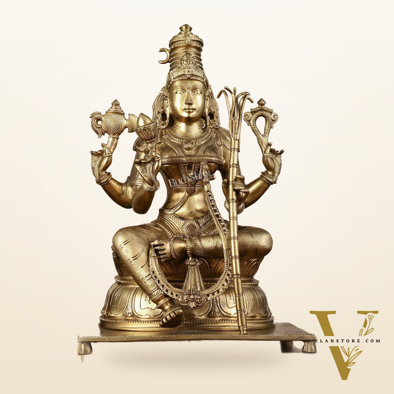 Pure Bronze Panchaloha Rajrajeshwari Lalitha Devi Statue - 16.5"