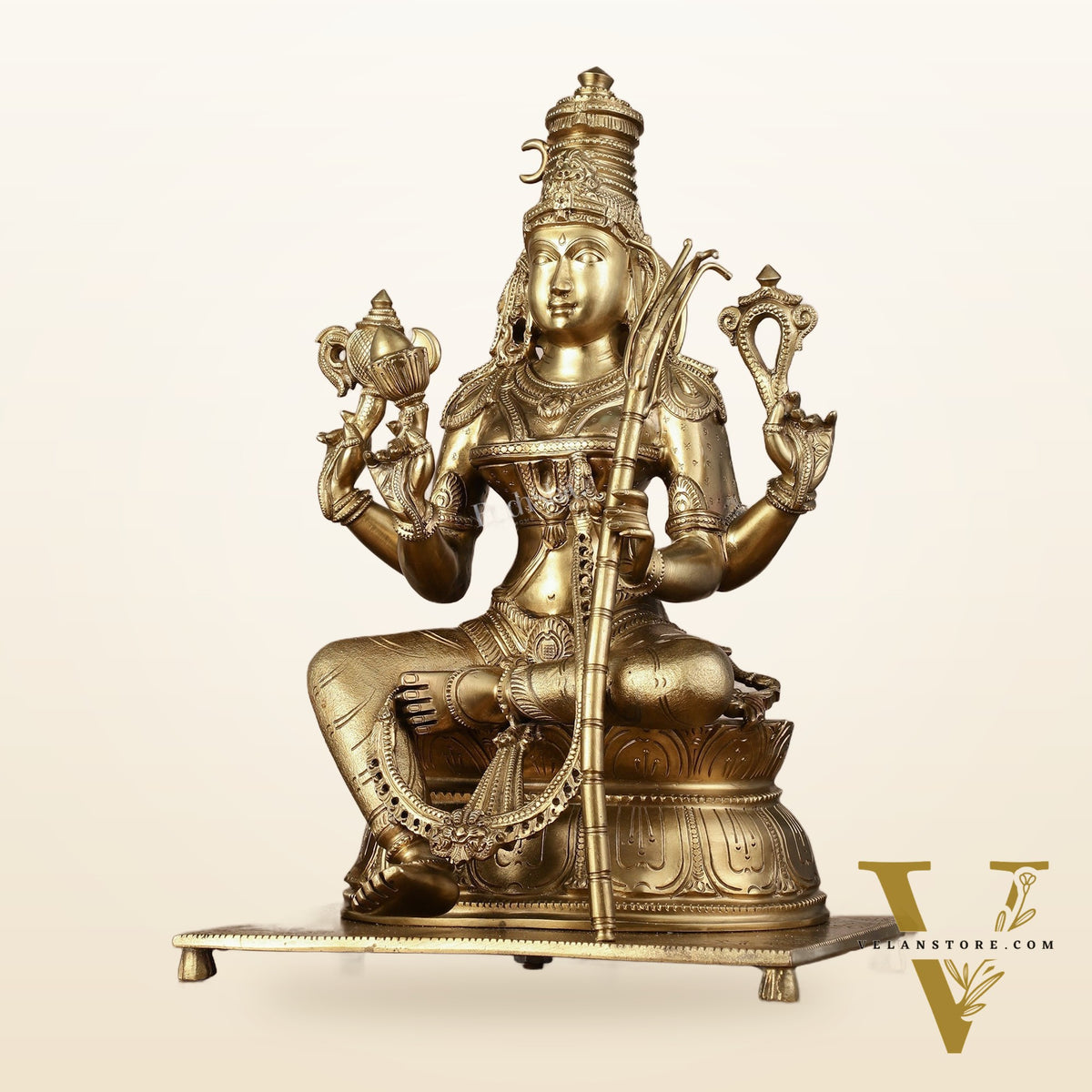Pure Bronze Panchaloha Rajrajeshwari Lalitha Devi Statue - 16.5"