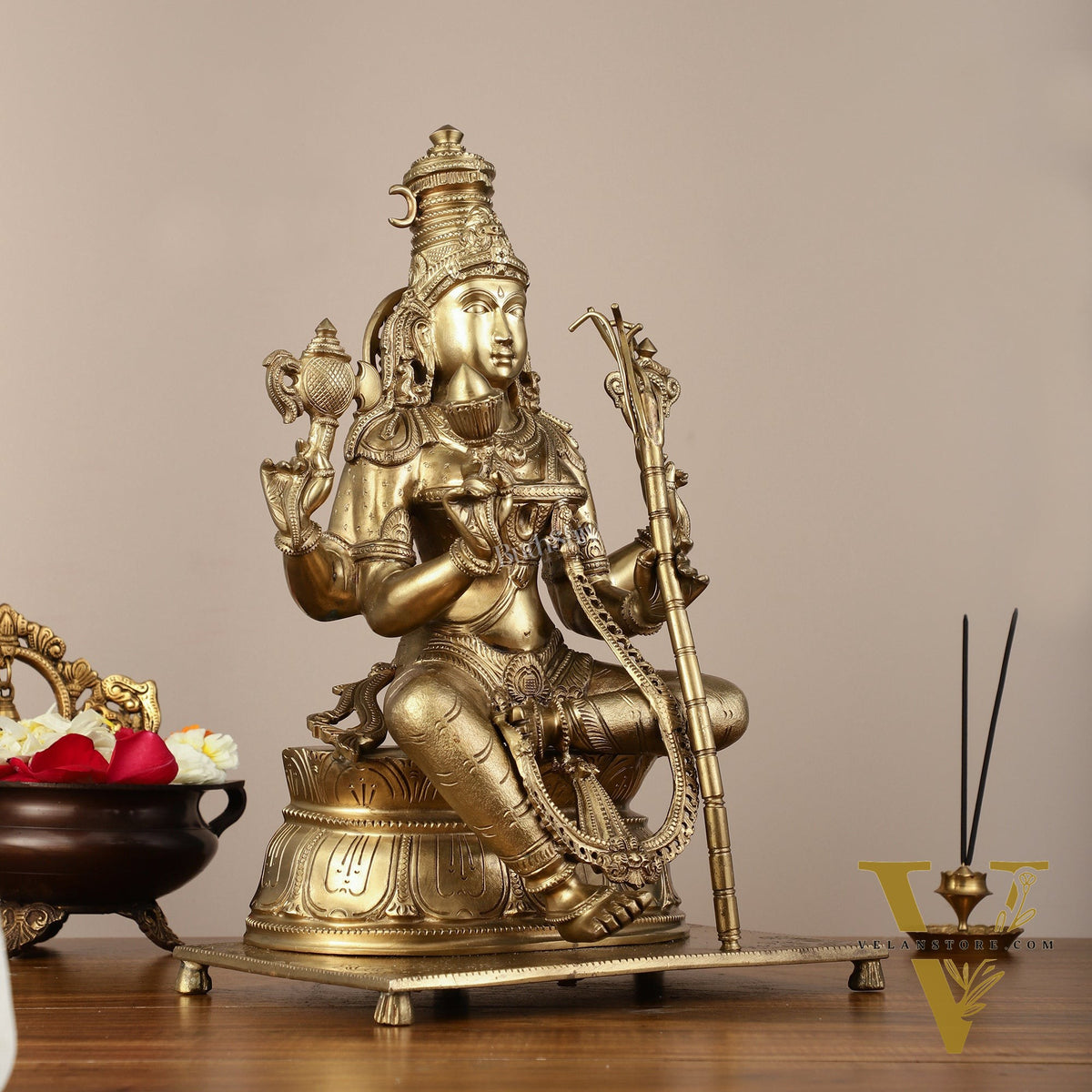 Pure Bronze Panchaloha Rajrajeshwari Lalitha Devi Statue - 16.5"