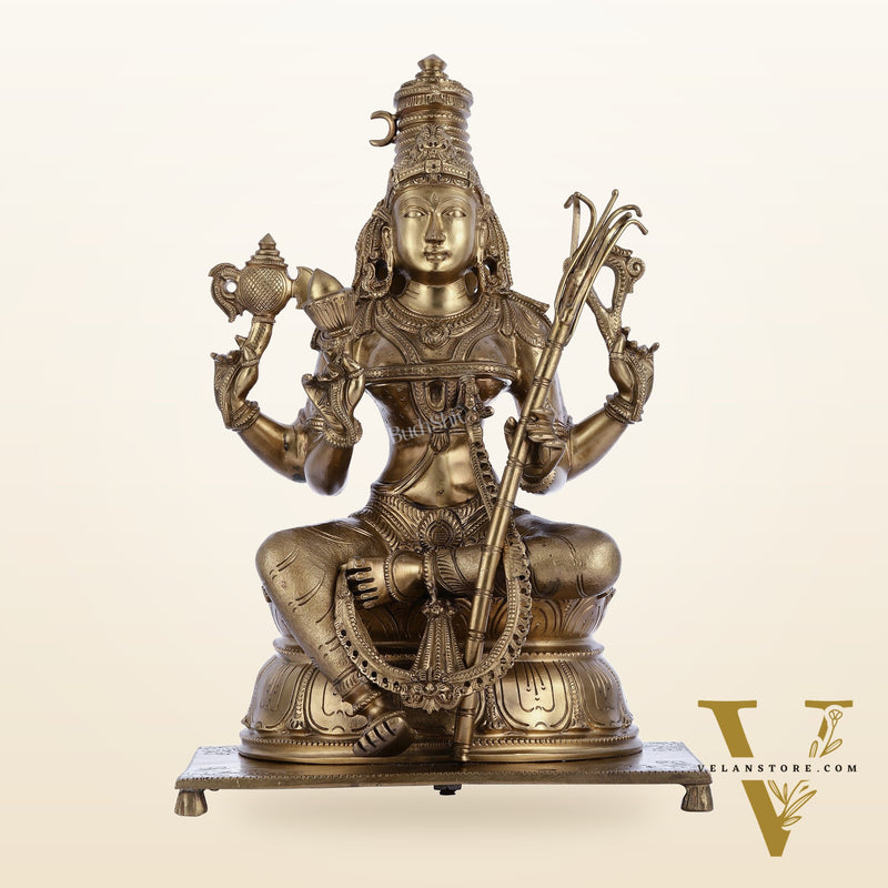 Pure Bronze Panchaloha Rajrajeshwari Lalitha Devi Statue - 16.5"