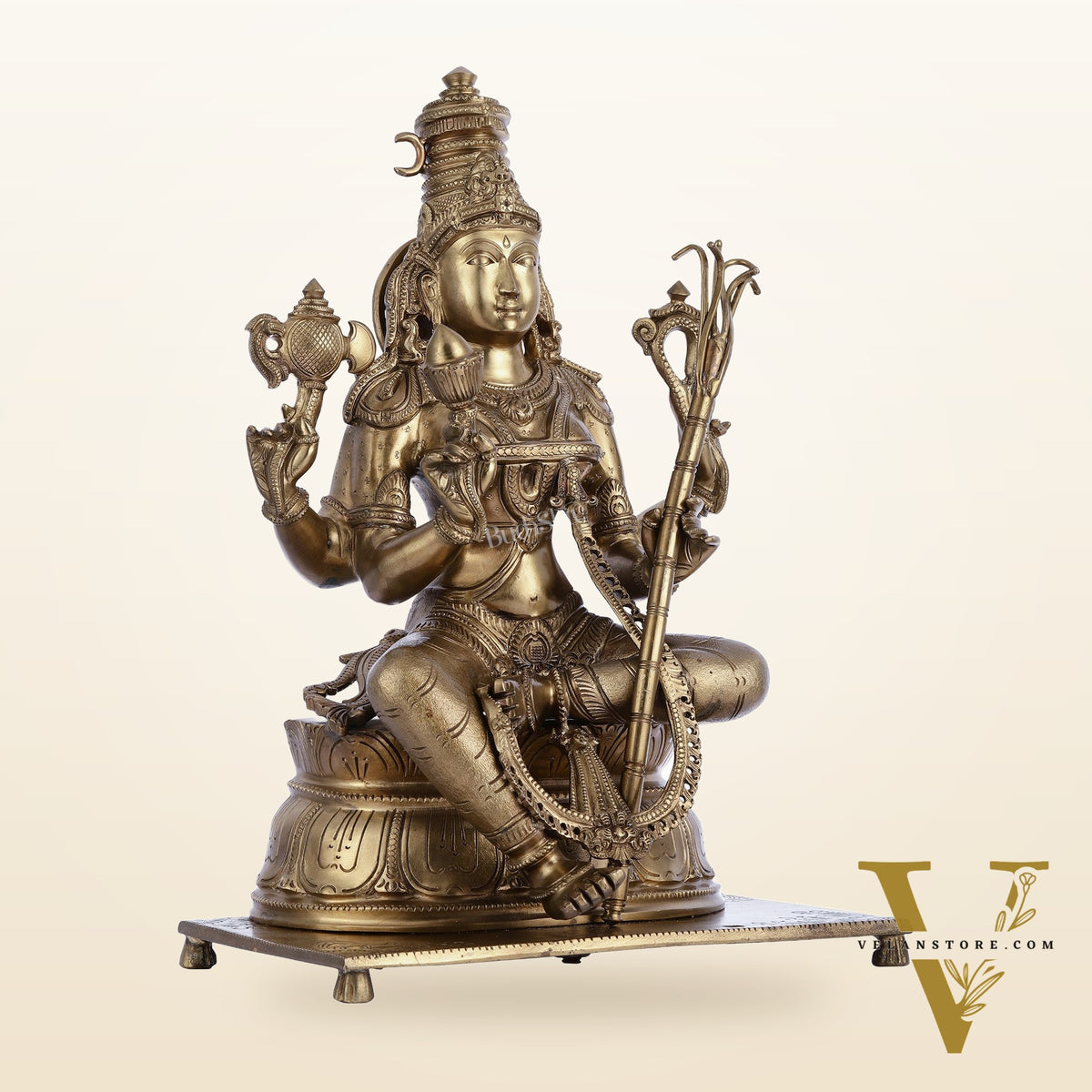 Pure Bronze Panchaloha Rajrajeshwari Lalitha Devi Statue - 16.5"