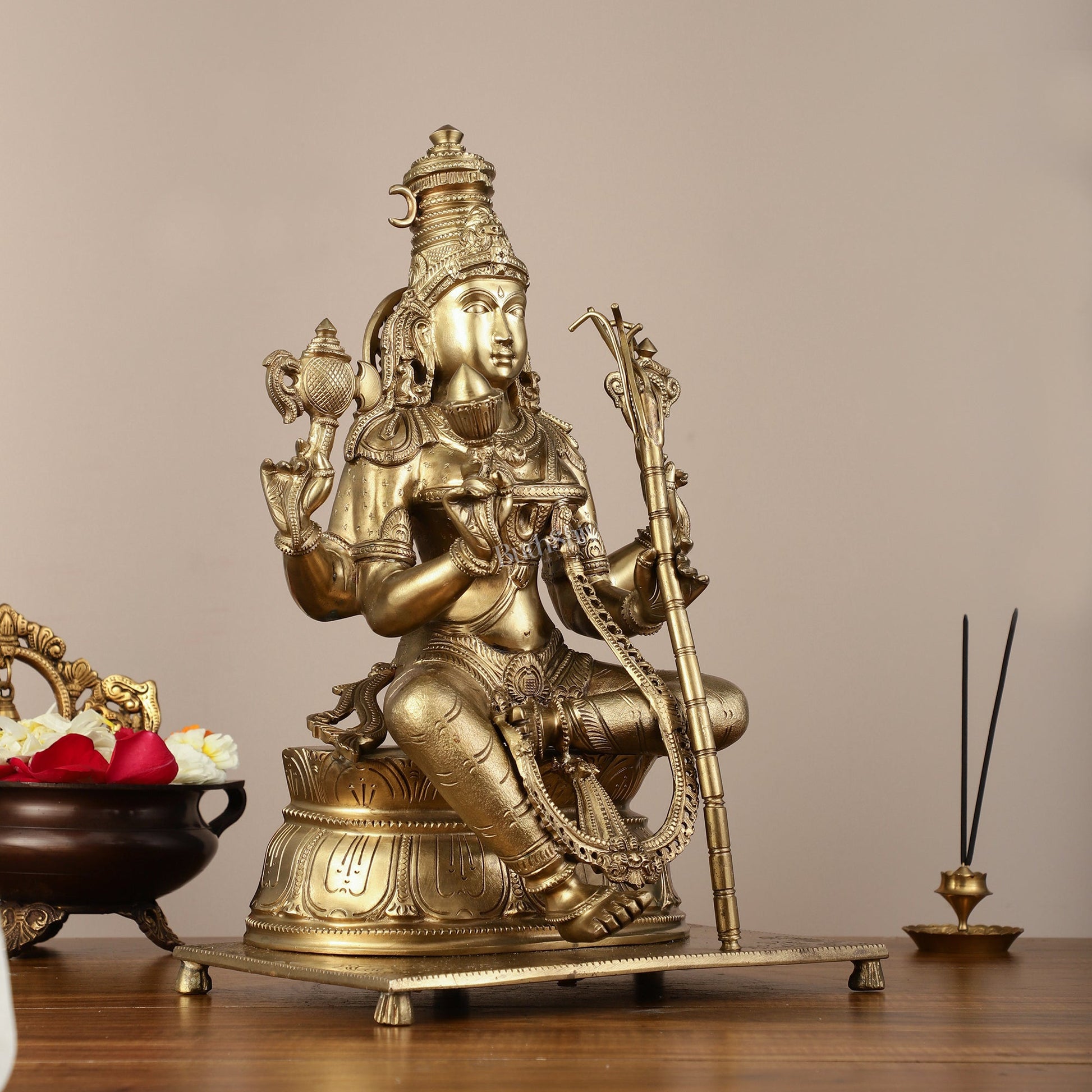 Pure Bronze Panchaloha Rajrajeshwari Lalitha Devi Statue - 16.5"