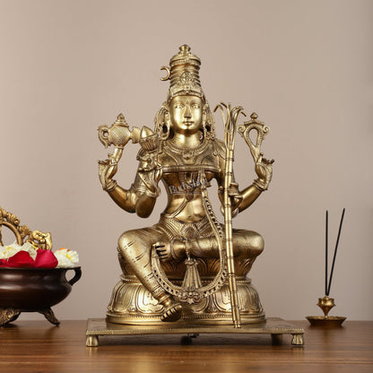 Pure Bronze Panchaloha Rajrajeshwari Lalitha Devi Statue - 16.5"