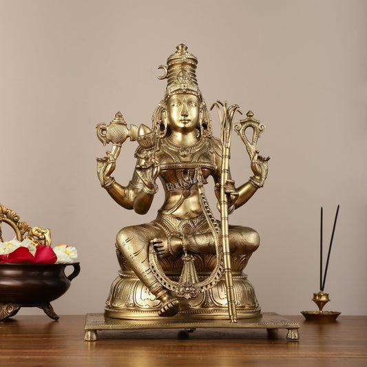 Pure Bronze Panchaloha Rajrajeshwari Lalitha Devi Statue - 16.5"