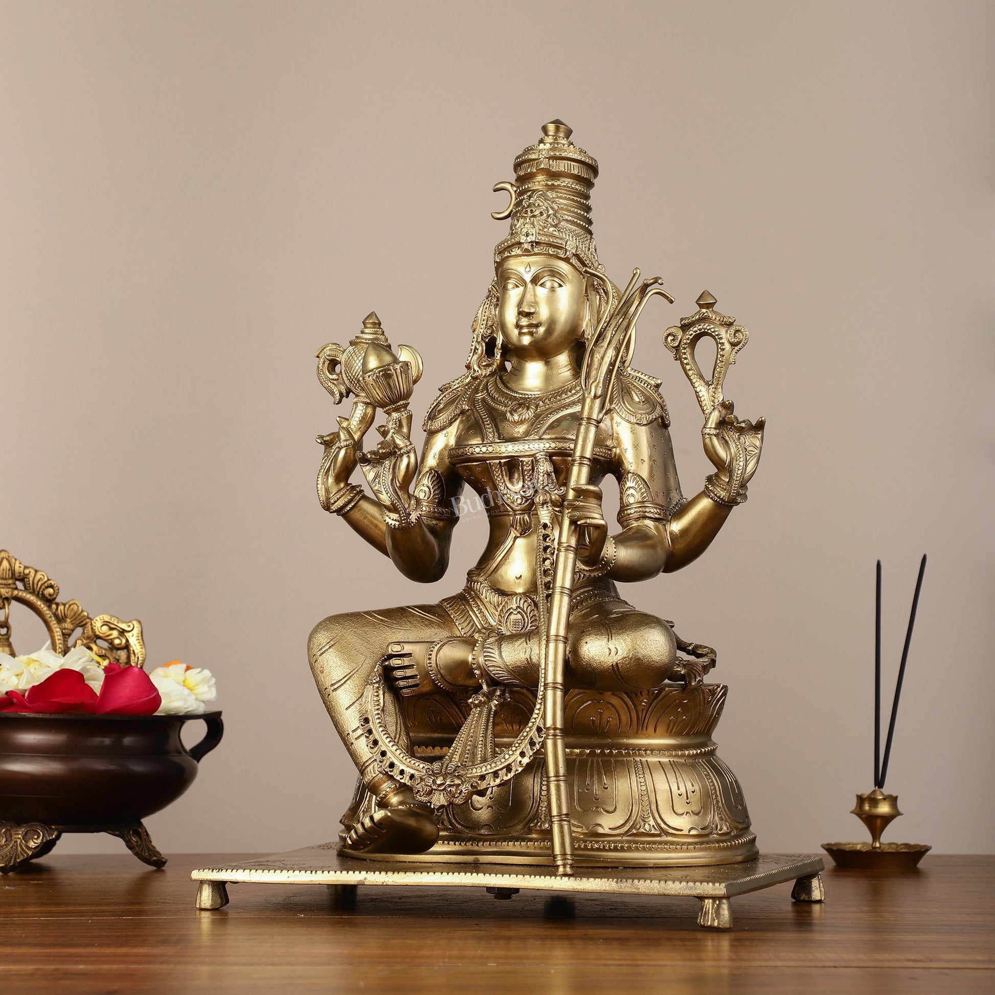 Pure Bronze Panchaloha Rajrajeshwari Lalitha Devi Statue - 16.5"