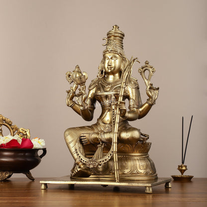 Pure Bronze Panchaloha Rajrajeshwari Lalitha Devi Statue - 16.5"