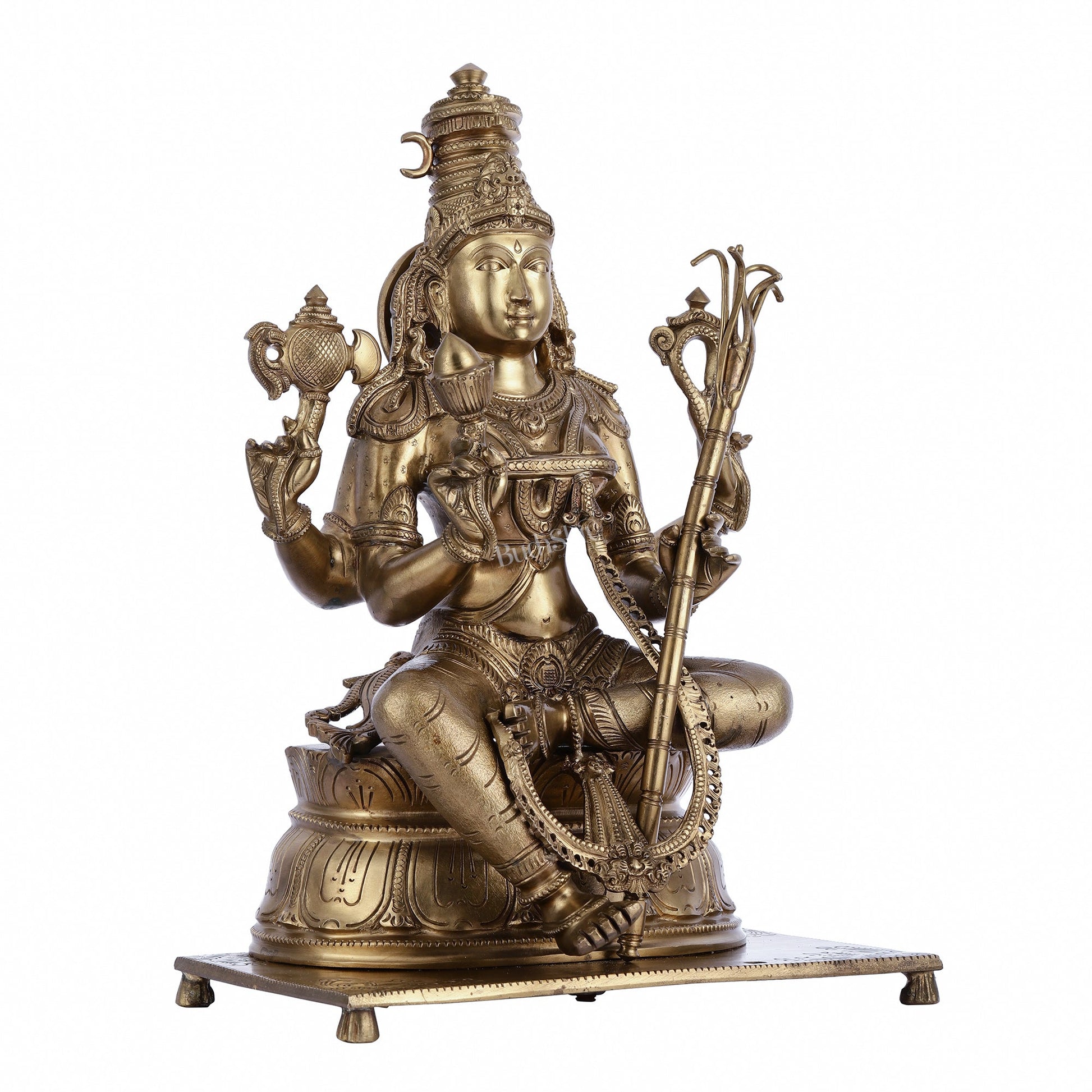 Pure Bronze Panchaloha Rajrajeshwari Lalitha Devi Statue - 16.5"