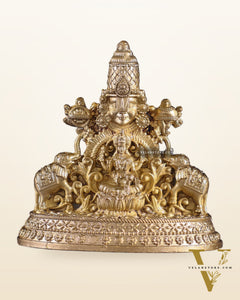 Pure Bronze Panchaloha Tirupati Balaji Face with Goddess Gajalakshmi – 3"