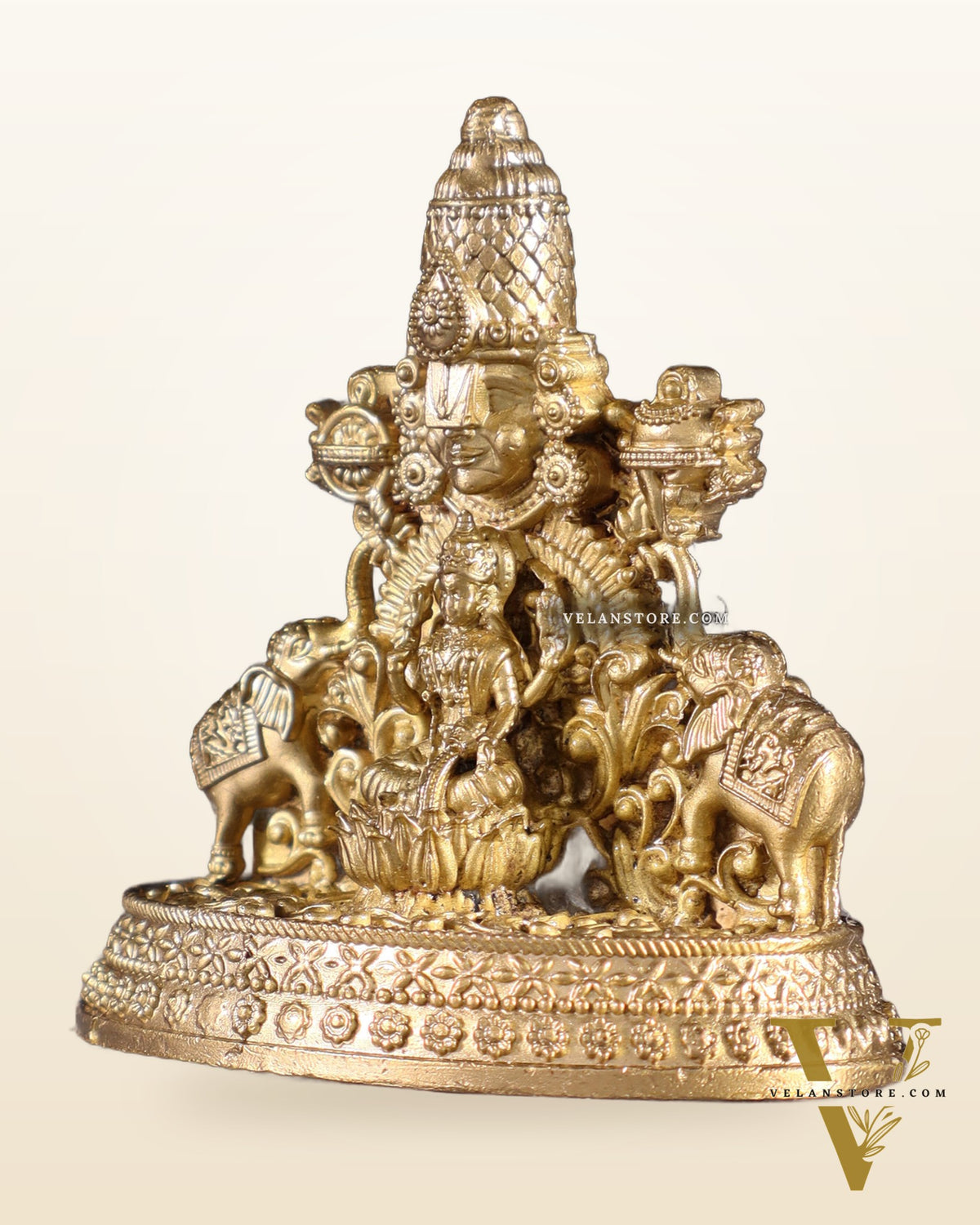 Pure Bronze Panchaloha Tirupati Balaji Face with Goddess Gajalakshmi – 3"