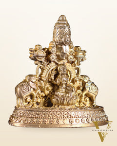 Pure Bronze Panchaloha Tirupati Balaji Face with Goddess Gajalakshmi – 3"