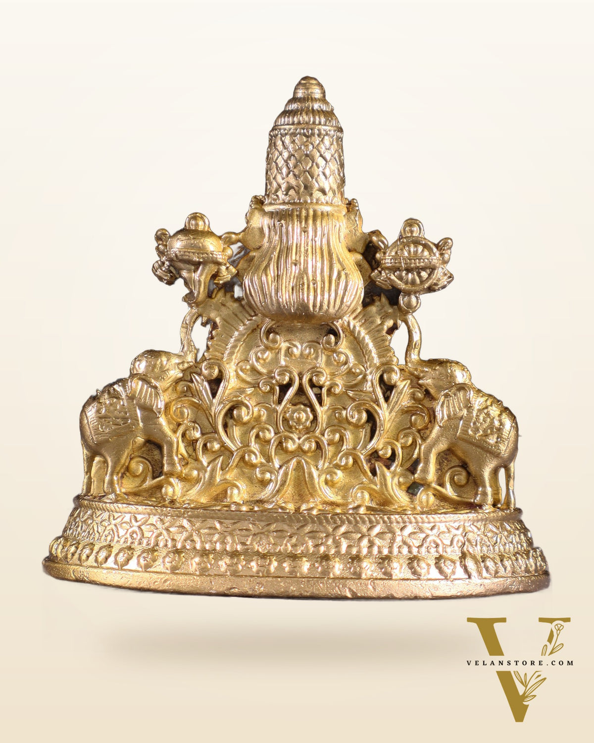 Pure Bronze Panchaloha Tirupati Balaji Face with Goddess Gajalakshmi – 3"