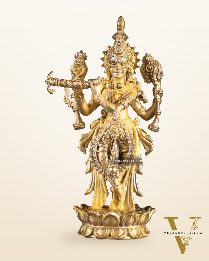 Pure Bronze Panchaloha Vishnu Roopam Krishna Idol - 4"