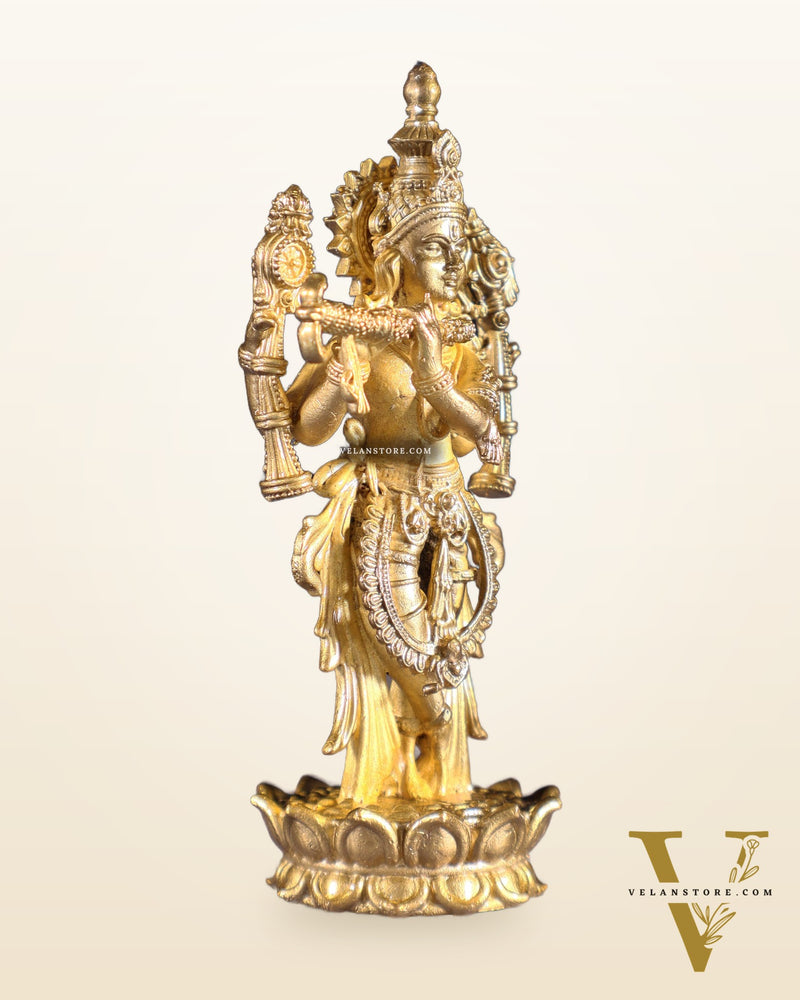 Pure Bronze Panchaloha Vishnu Roopam Krishna Idol - 4"