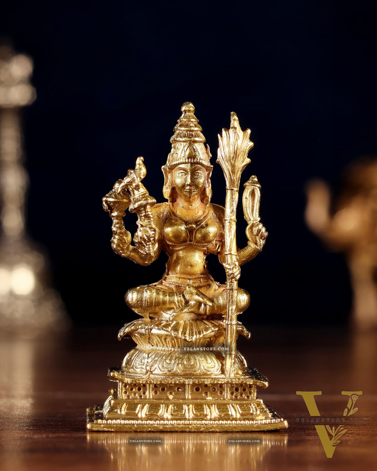 Pure Bronze Rajarajeshwari Lalita Devi Idol | 3" (7.6 cm) Panchaloha Tripura Sundari