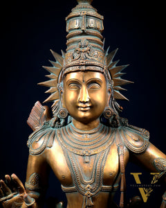 Pure Bronze Ram Sita Statues – Chola Patina Finish 31"