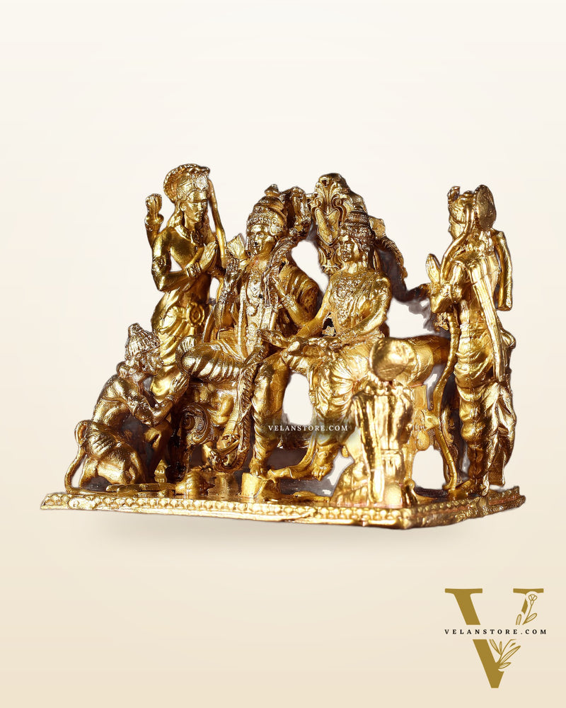 Pure Bronze Ramapatabhishekam Ram Darbar Idol | 2.75" (7 cm) Panchaloha Statue