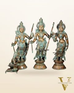 Pure Bronze Ramar Set (Ram Darbar) – Vintage Chola Patina 29", 85 kgs.