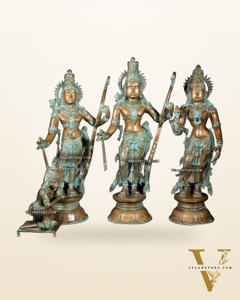Pure Bronze Ramar Set (Ram Darbar) – Vintage Chola Patina 29", 85 kgs.