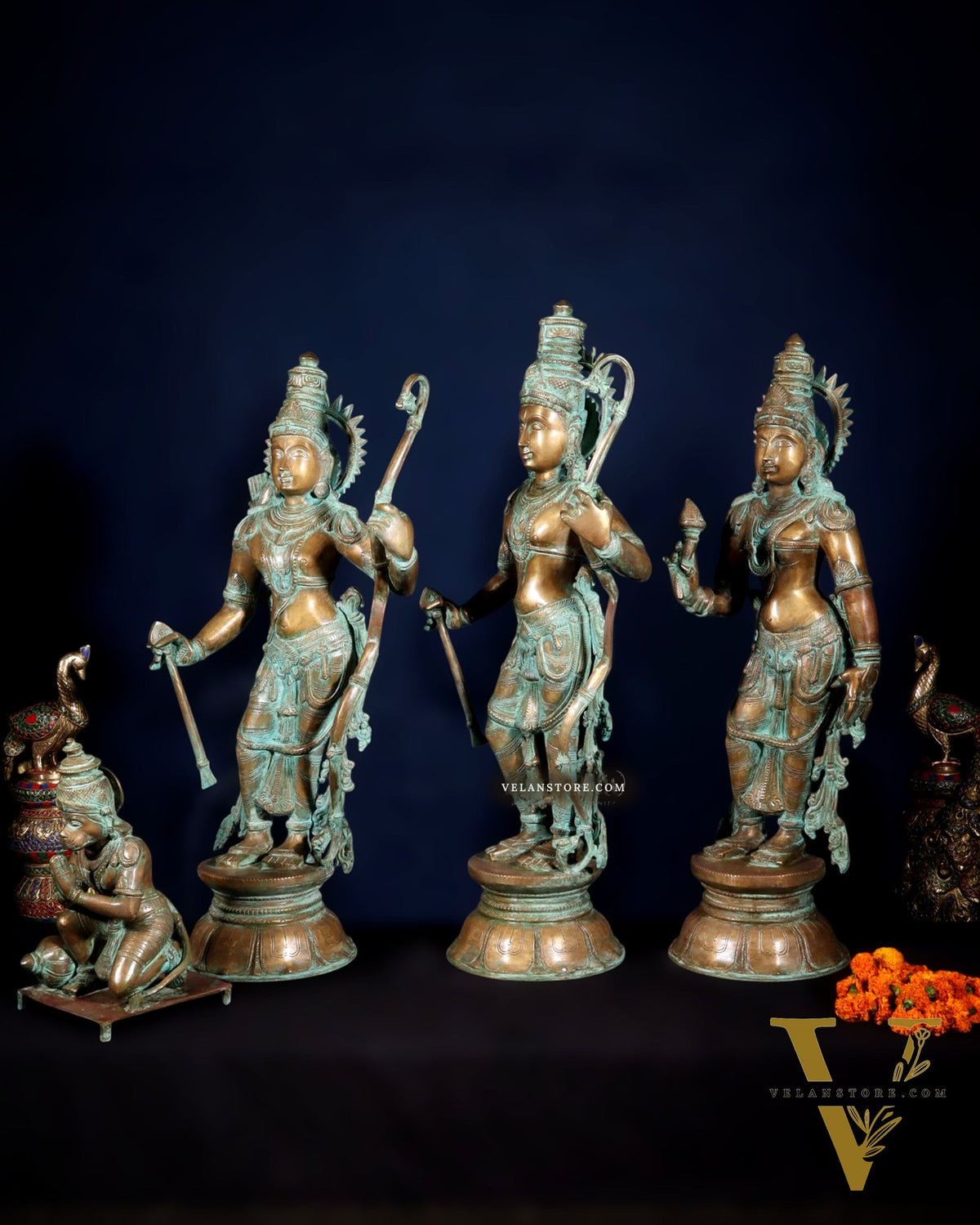 Pure Bronze Ramar Set (Ram Darbar) – Vintage Chola Patina 29", 85 kgs.