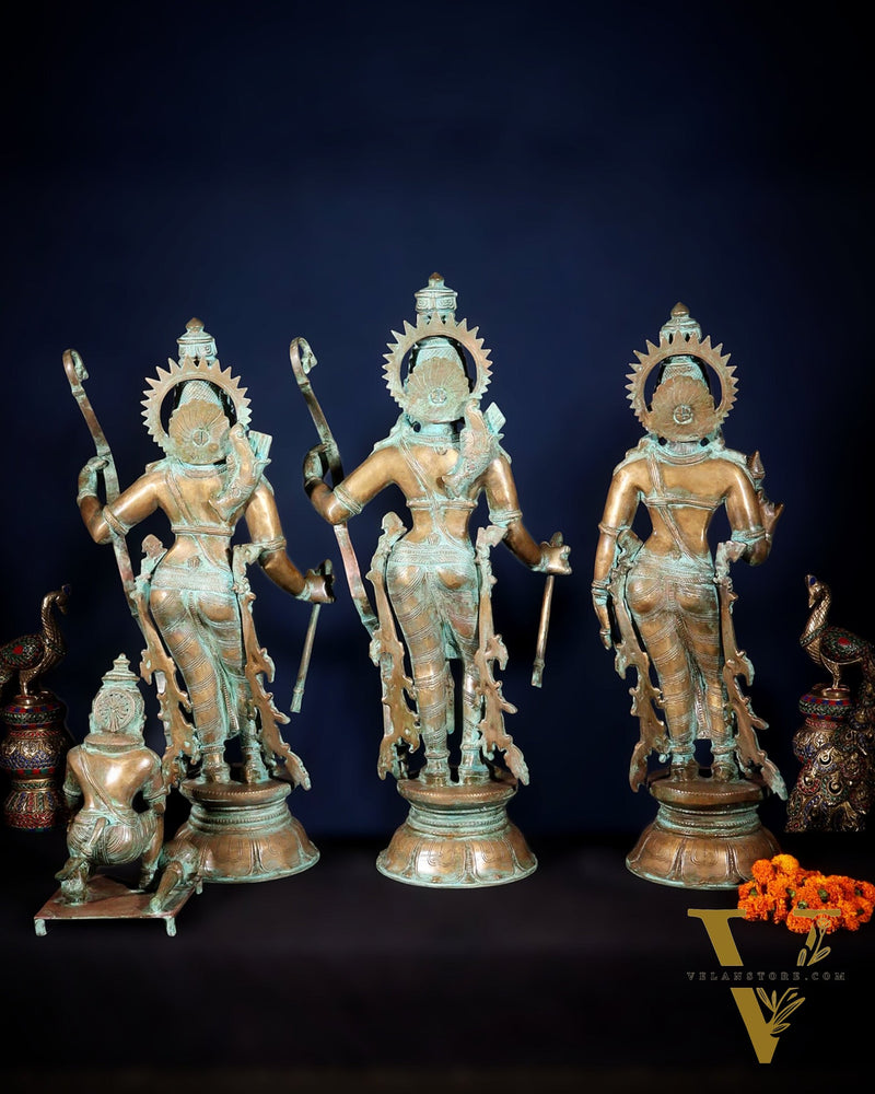 Pure Bronze Ramar Set (Ram Darbar) – Vintage Chola Patina 29", 85 kgs.