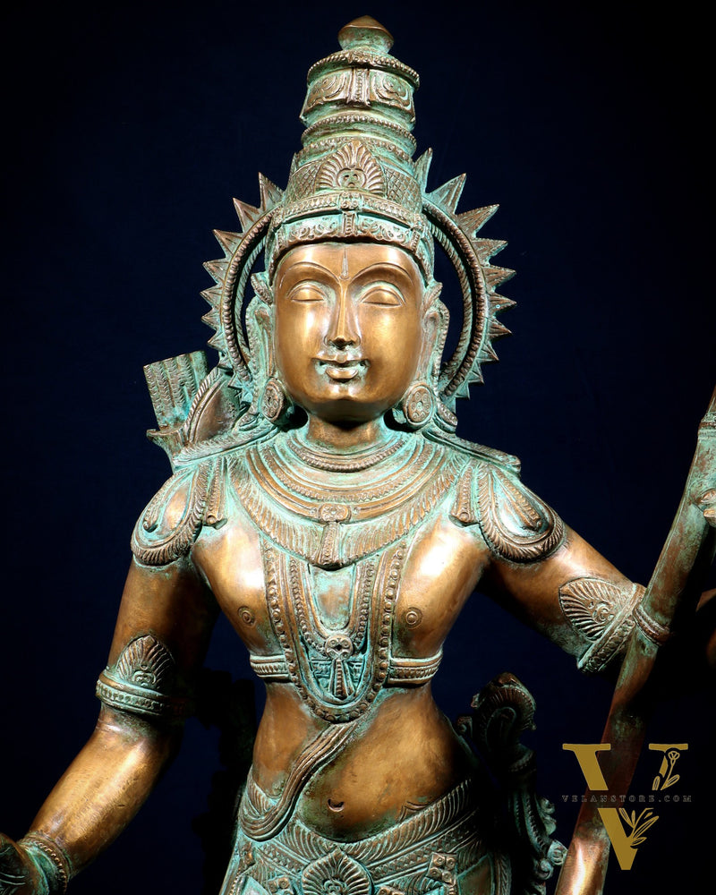 Pure Bronze Ramar Set (Ram Darbar) – Vintage Chola Patina 29", 85 kgs.
