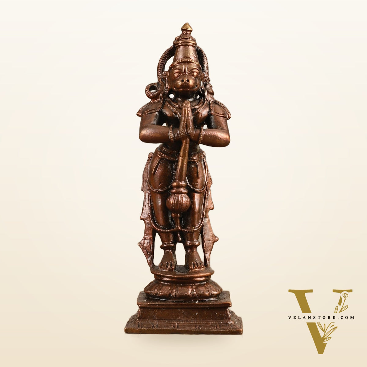 Pure Copper Anjaneya Hanuman Standing Namaskar Idol - 4 in Height