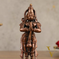 Pure Copper Anjaneya Hanuman Standing Namaskar Idol - 4 in Height
