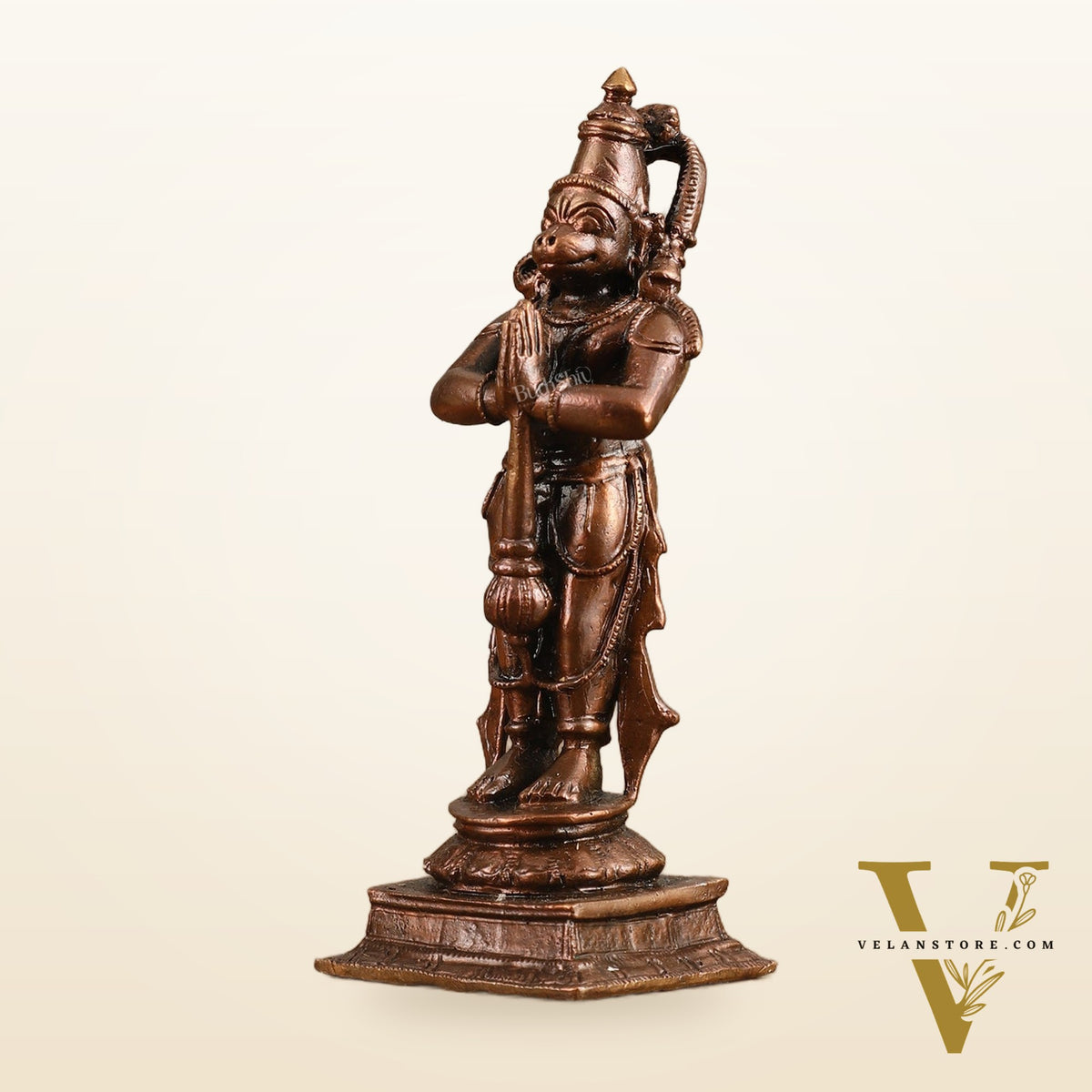 Pure Copper Anjaneya Hanuman Standing Namaskar Idol - 4 in Height