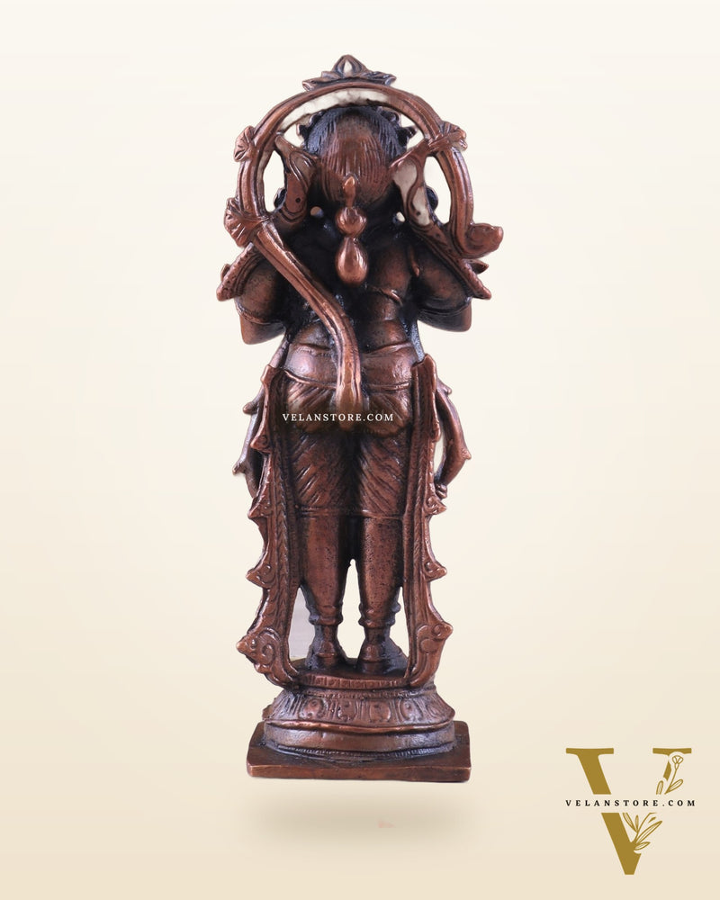 Pure Copper Anjaneya Standing Lord Hanuman in Anjali Namaskar Mudra 6"