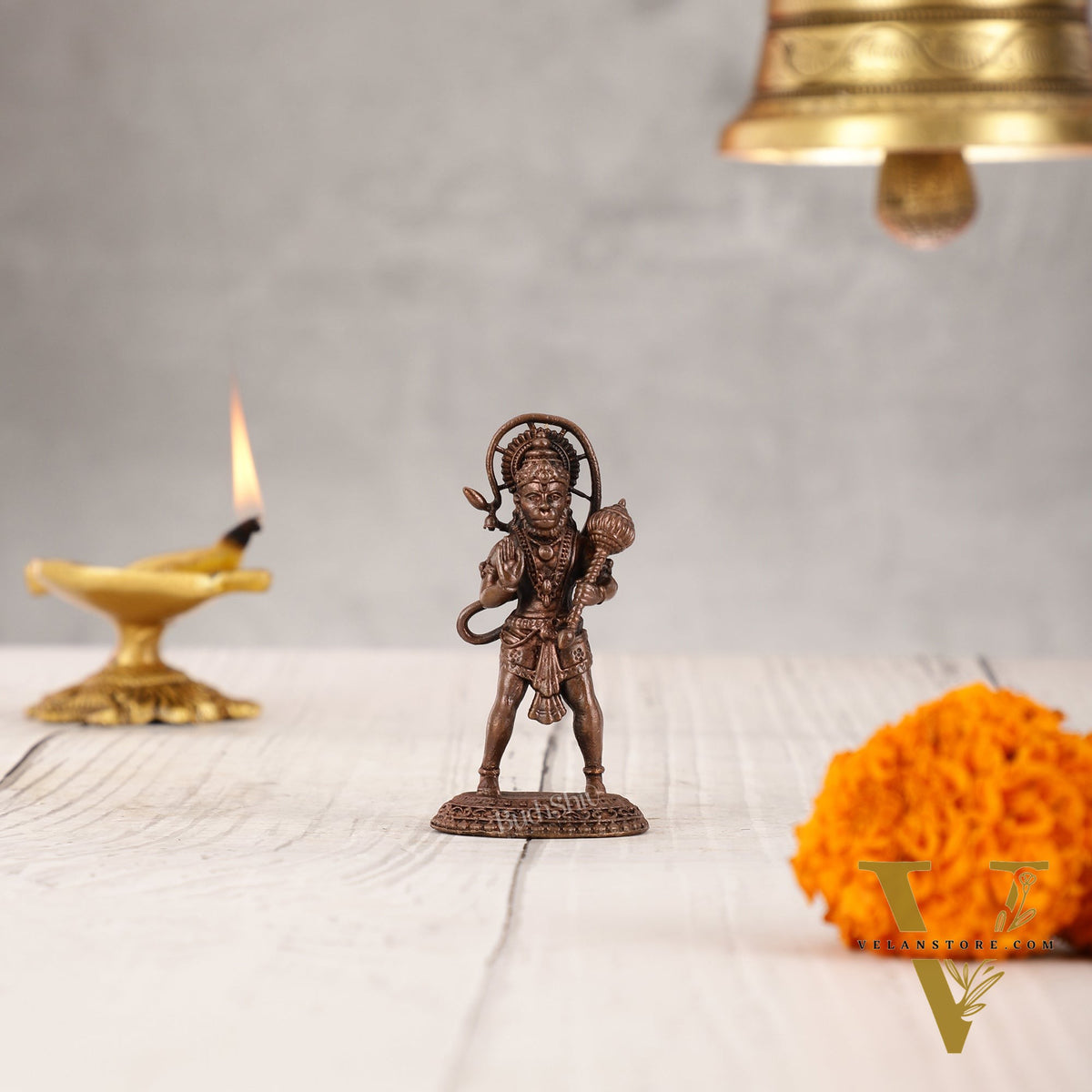 Pure Copper Blessing Hanuman Idol | Handcrafted Statue - 3"