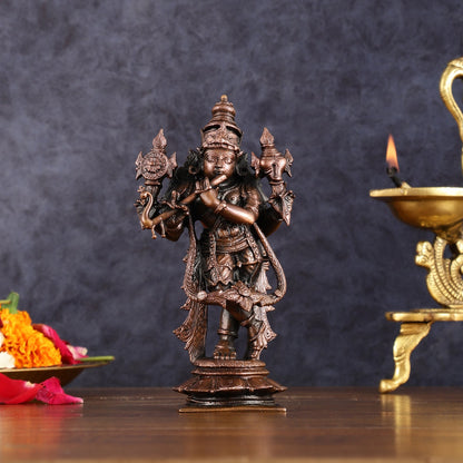 Pure Copper Vishnu roopam Charbhuja Krishna Idol | 6"