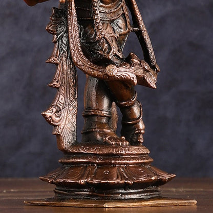 Pure Copper Vishnu roopam Charbhuja Krishna Idol | 6"