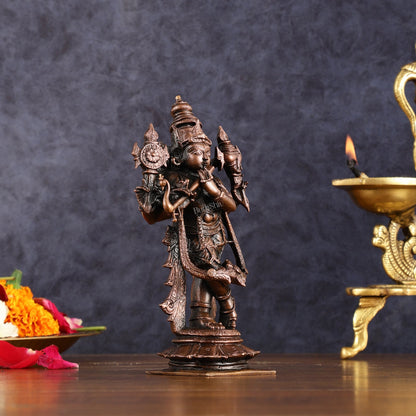 Pure Copper Vishnu roopam Charbhuja Krishna Idol | 6"
