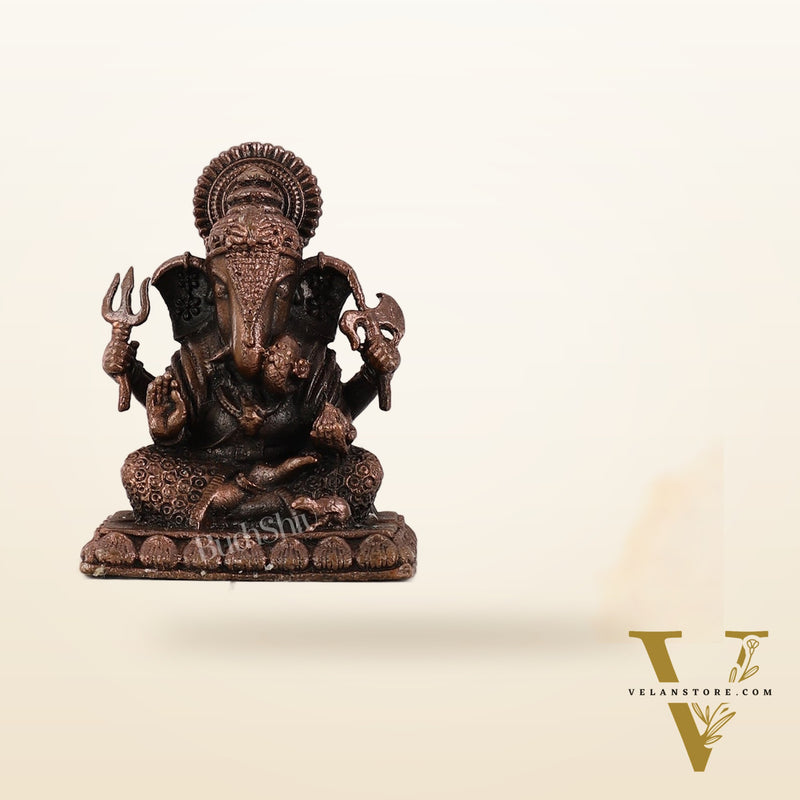 Pure Copper Dagduseth Ganapati Idol - 2"