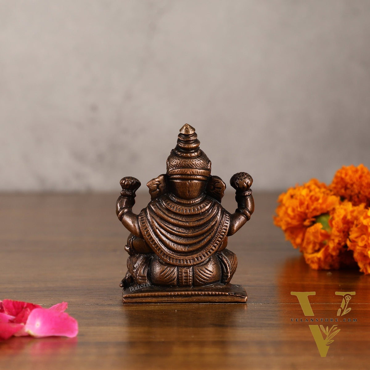 Pure Copper Dagduseth Ganapati Idol - 3" Height