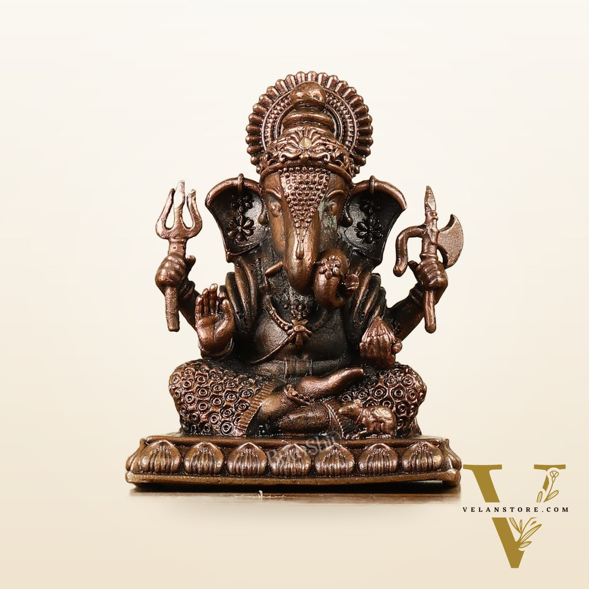 Pure Copper Dagduseth Ganapati Idol - 3.5"