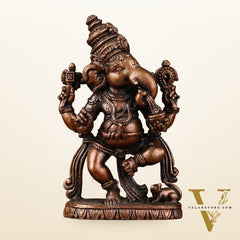 Pure Copper Dancing Ganesha idol - 3-inch