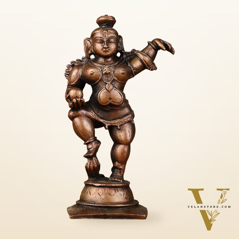 Pure Copper Dancing Krishna Idol - 3.75-inch