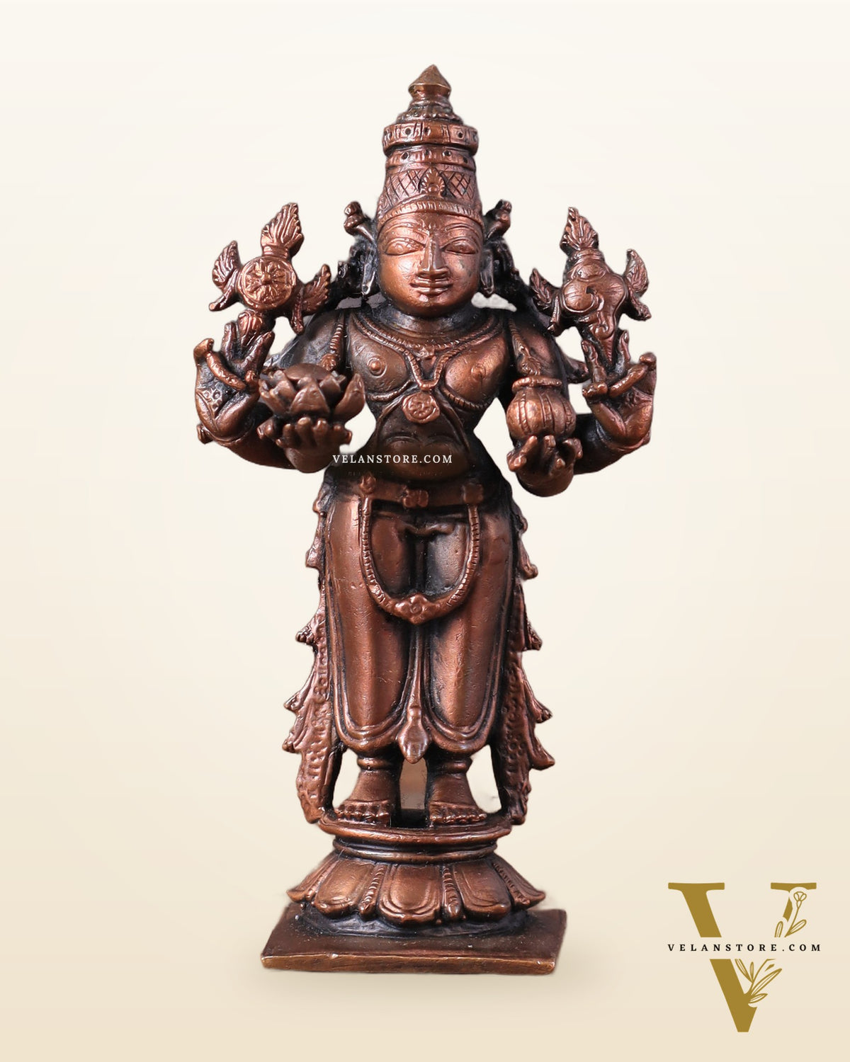 Pure Copper Dhanvantari Idol – 4"