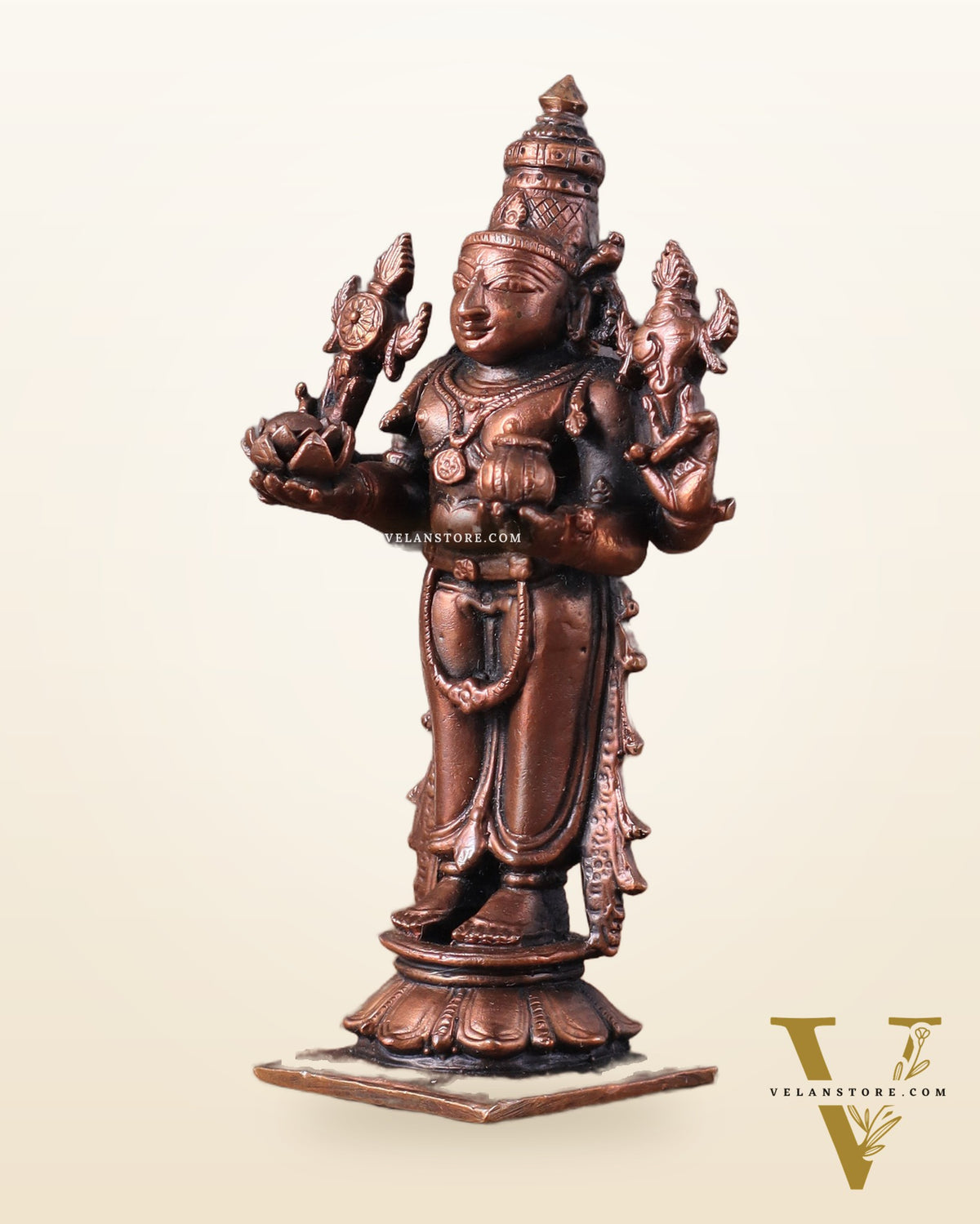 Pure Copper Dhanvantari Idol – 4"