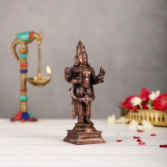 Pure Copper Dhanvantari Idol | Height 6.5 inches | BudhShiv Brass Handicrafts