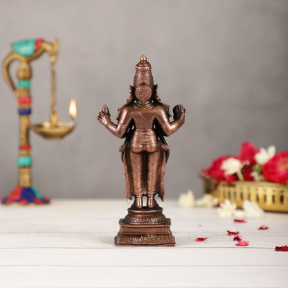 Pure Copper Dhanvantari Idol | Height 6.5 inches | BudhShiv Brass Handicrafts