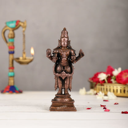 Pure Copper Dhanvantari Idol | Height 6.5 inches | BudhShiv Brass Handicrafts