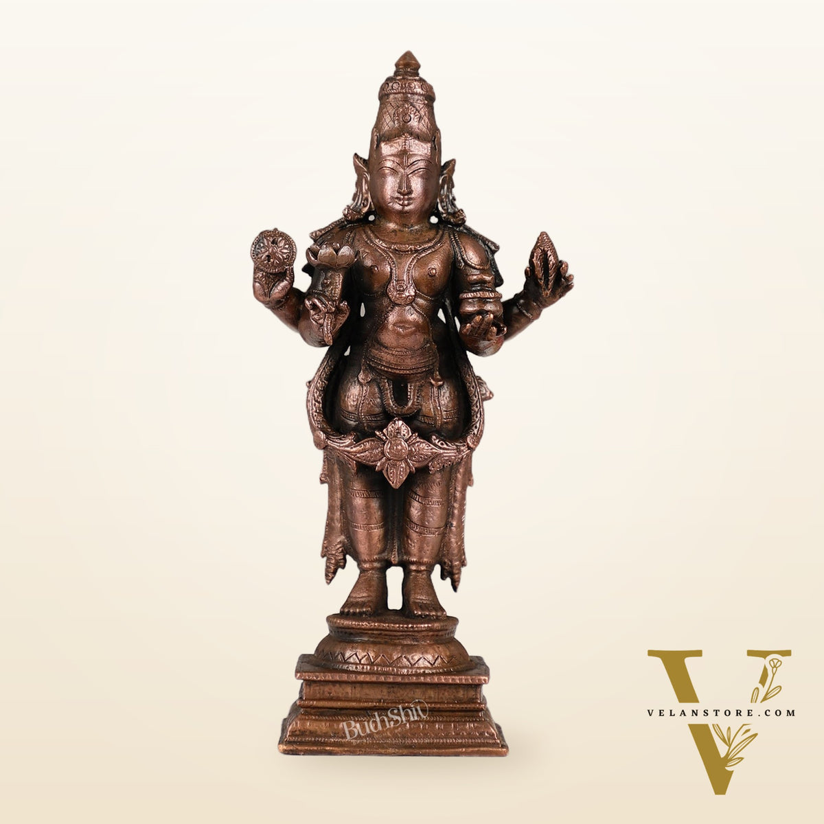 Pure Copper Dhanvantari Idol | Height 6.5 inches | BudhShiv Brass Handicrafts