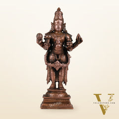 Pure Copper Dhanvantari Idol | Height 6.5 inches | BudhShiv Brass Handicrafts