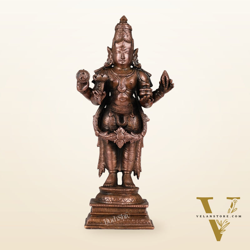 Pure Copper Dhanvantari Idol | Height 6.5 inches | BudhShiv Brass Handicrafts