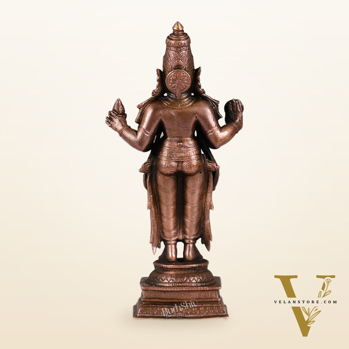 Pure Copper Dhanvantari Idol | Height 6.5 inches | BudhShiv Brass Handicrafts