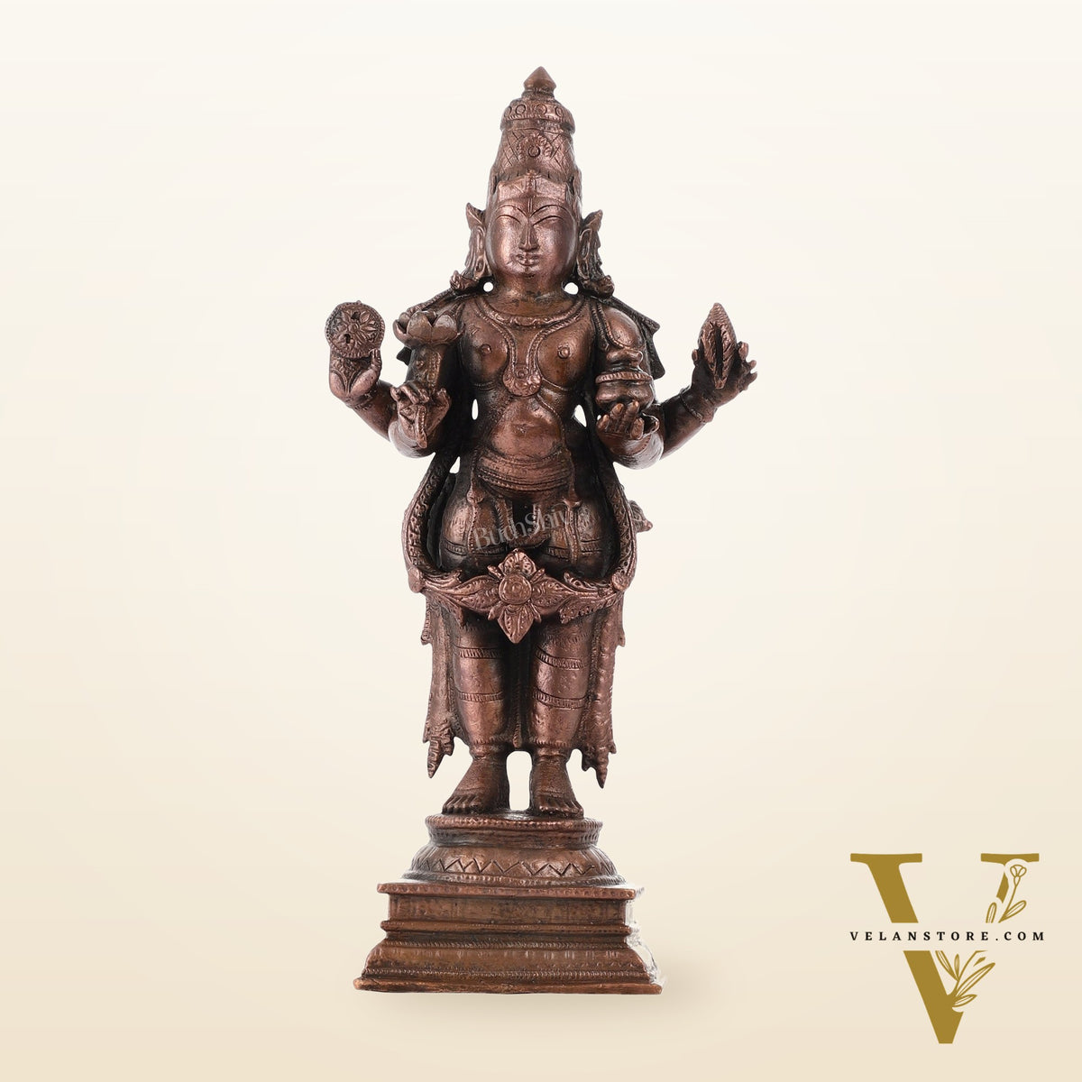 Pure Copper Dhanvantari Idol | Height 6.5 inches | BudhShiv Brass Handicrafts