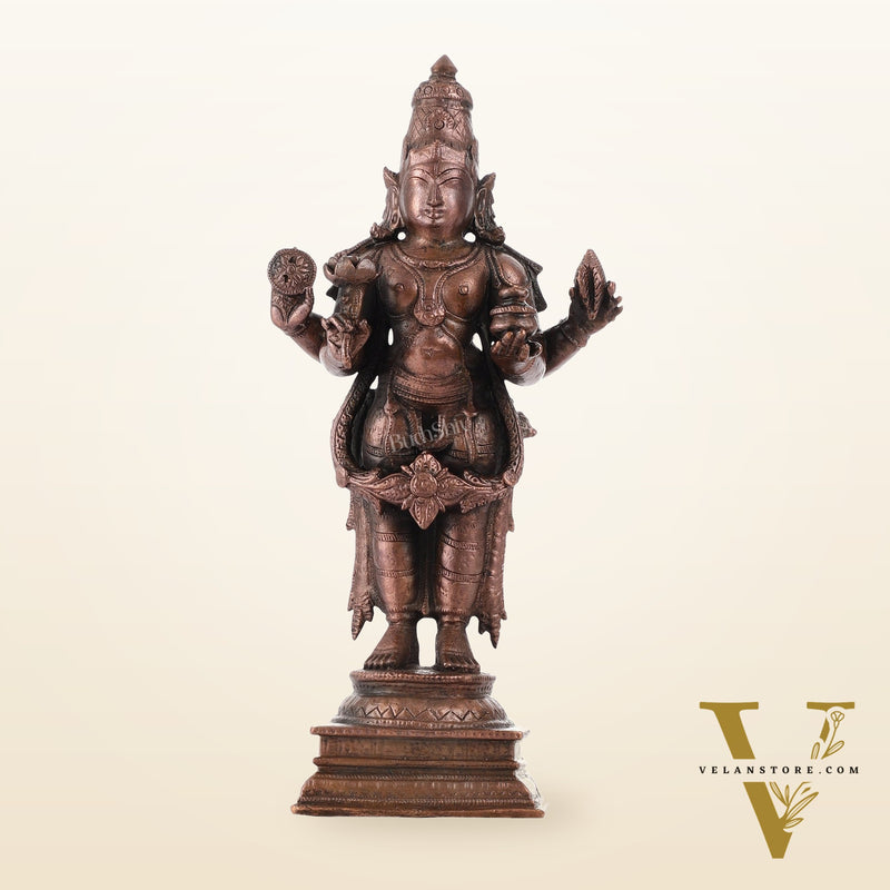 Pure Copper Dhanvantari Idol | Height 6.5 inches | BudhShiv Brass Handicrafts